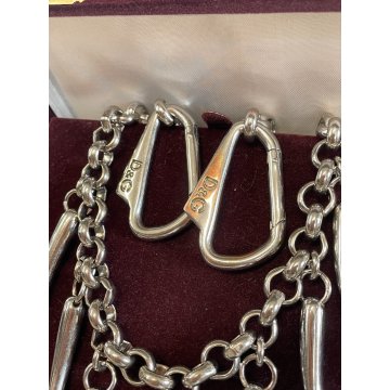 COLLANA DOLCE & GABBANA PORTAFORTUNA CORNETTI MOSCHETTONI ARGENTATA PEPERONCINI
