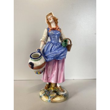 COPPIA SCULTURA CERAMICA POLICROMA Richard Ginori Capodimonte ACQUAIOLA/O '900