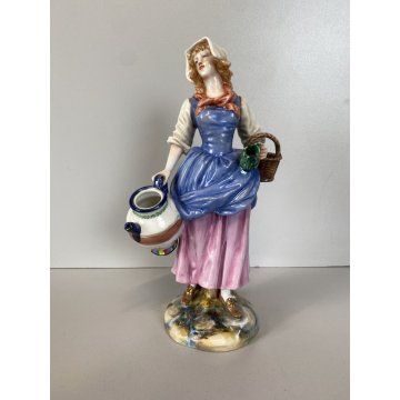 COPPIA SCULTURA CERAMICA POLICROMA Richard Ginori Capodimonte ACQUAIOLA/O '900