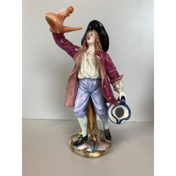 COPPIA SCULTURA CERAMICA POLICROMA Richard Ginori Capodimonte ACQUAIOLA/O '900