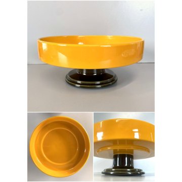 ALZATA West Germany POTTERY MID CENTURY MODERN CERAMICA SMALTO GIALLO VERDE ø 24