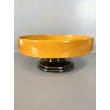 ALZATA West Germany POTTERY MID CENTURY MODERN CERAMICA SMALTO GIALLO VERDE ø 24