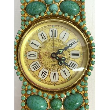 OROLOGIO GIOIELLO VINTAGE SVEGLIA da PARETE Philier FUNZIONANTE METALLO DORATO