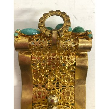 OROLOGIO GIOIELLO VINTAGE SVEGLIA da PARETE Philier FUNZIONANTE METALLO DORATO