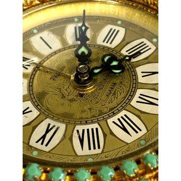 OROLOGIO GIOIELLO VINTAGE SVEGLIA da PARETE Philier FUNZIONANTE METALLO DORATO