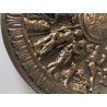 ANTICO PICCOLO PIATTO DECORATIVO BRONZO BASSORILIEVO FIGURE MITOLOGICHE ø 16 cm