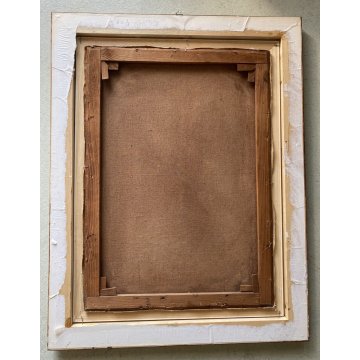 ANTICO QUADRO OLIO Silvio Poma SCENA di GENERE CORTILE AIA CONTADINA BIMBA 900