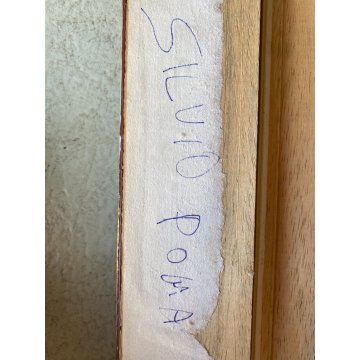 ANTICO QUADRO OLIO Silvio Poma SCENA di GENERE CORTILE AIA CONTADINA BIMBA 900