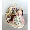 SCULTURA PORCELLANA POLICROMA GRUPPO GIOCO degli SCACCHI DRESDA MEISSEN '900