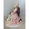 SCULTURA PORCELLANA POLICROMA GRUPPO GIOCO degli SCACCHI DRESDA MEISSEN '900