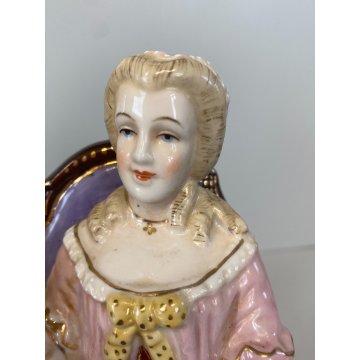 SCULTURA PORCELLANA POLICROMA GRUPPO GIOCO degli SCACCHI DRESDA MEISSEN '900
