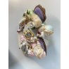 SCULTURA PORCELLANA POLICROMA GRUPPO GIOCO degli SCACCHI DRESDA MEISSEN '900