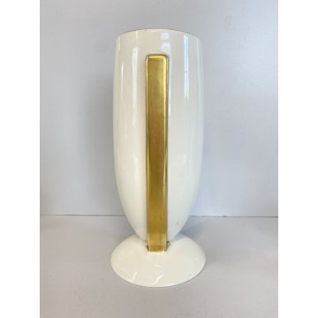 ANTICO VASO CERAMICA BIANCO ORO  "Verbano" LAVENO MID CENTURY
