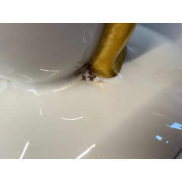 ANTICO VASO CERAMICA BIANCO ORO  "Verbano" LAVENO MID CENTURY