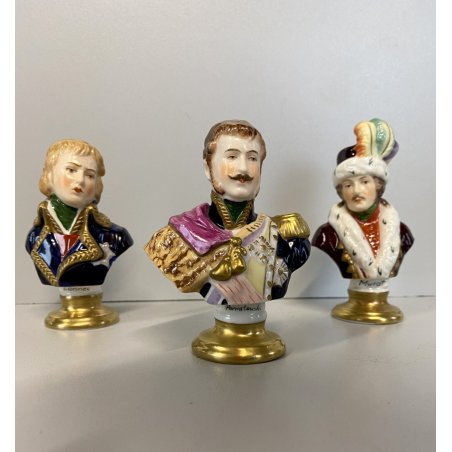 LOTTO 3 FIGURA PORCELLANA Rudolf Kammer Napoleonic BUST Lannes Poniatowski Murat