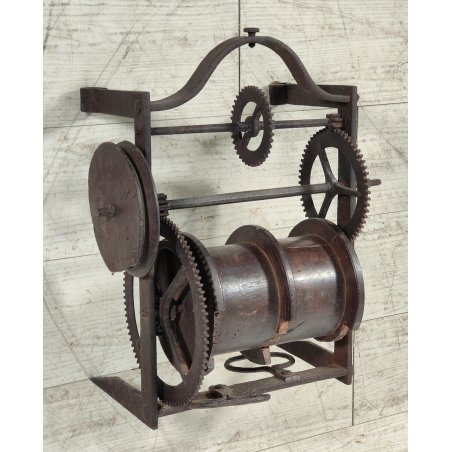 ANTICO Girarrosto MECCANICO da CAMINO epoca 1700 Strumento a Peso FERRO BATTUTO