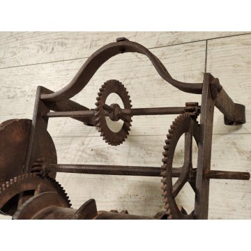 ANTICO Girarrosto MECCANICO da CAMINO epoca 1700 Strumento a Peso FERRO BATTUTO
