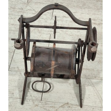 ANTICO Girarrosto MECCANICO da CAMINO epoca 1700 Strumento a Peso FERRO BATTUTO