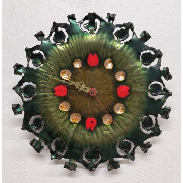 OROLOGIO MURO Laurana ANNI 70 quartz RAME d'ARTE smaltato VINTAGE Wall Clock