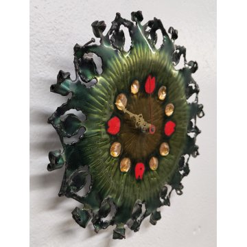 OROLOGIO MURO Laurana ANNI 70 quartz RAME d'ARTE smaltato VINTAGE Wall Clock