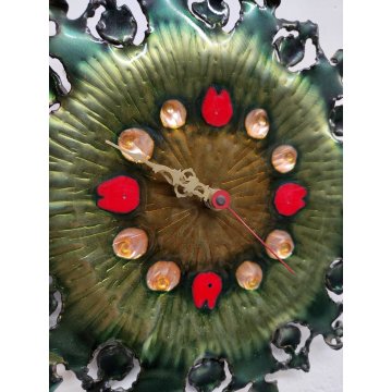 OROLOGIO MURO Laurana ANNI 70 quartz RAME d'ARTE smaltato VINTAGE Wall Clock