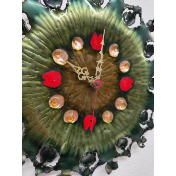 OROLOGIO MURO Laurana ANNI 70 quartz RAME d'ARTE smaltato VINTAGE Wall Clock