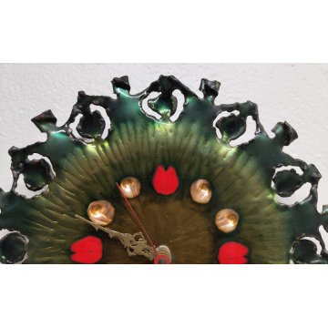 OROLOGIO MURO Laurana ANNI 70 quartz RAME d'ARTE smaltato VINTAGE Wall Clock