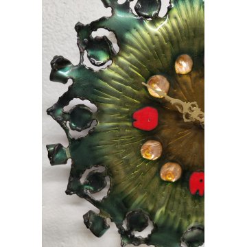 OROLOGIO MURO Laurana ANNI 70 quartz RAME d'ARTE smaltato VINTAGE Wall Clock