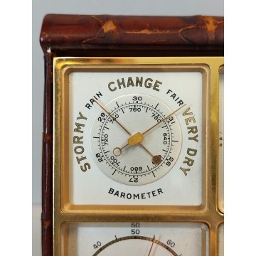 ANTICO COMPENDIO SCRIVANIA anni 40 OROLOGIO Angelus 8 DAY Termometro Barometro
