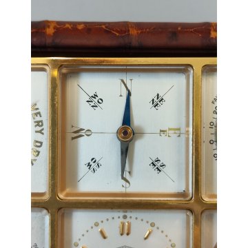 ANTICO COMPENDIO SCRIVANIA anni 40 OROLOGIO Angelus 8 DAY Termometro Barometro