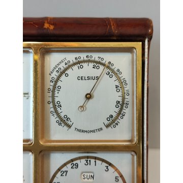 ANTICO COMPENDIO SCRIVANIA anni 40 OROLOGIO Angelus 8 DAY Termometro Barometro