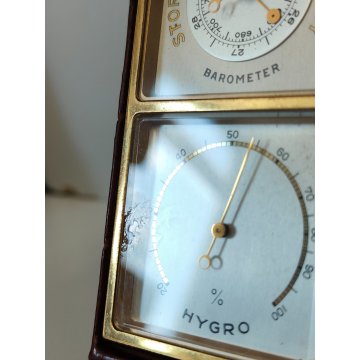 ANTICO COMPENDIO SCRIVANIA anni 40 OROLOGIO Angelus 8 DAY Termometro Barometro