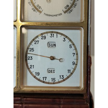 ANTICO COMPENDIO SCRIVANIA anni 40 OROLOGIO Angelus 8 DAY Termometro Barometro