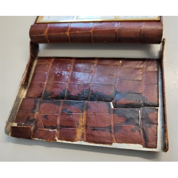 ANTICO COMPENDIO SCRIVANIA anni 40 OROLOGIO Angelus 8 DAY Termometro Barometro