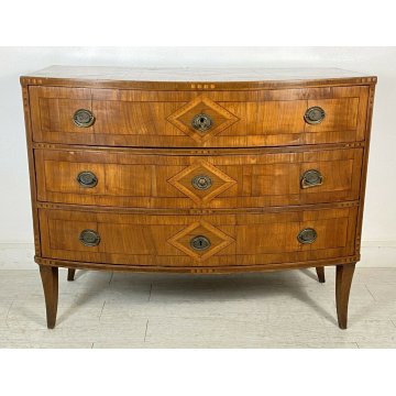 ANTICO COMÒ VENETO INTARSIATO LEGNO NOCE 4 CASSETTI 1800 MOBILE EPOCA LUIGI XV