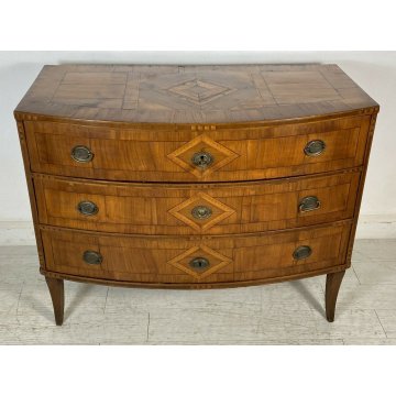ANTICO COMÒ VENETO INTARSIATO LEGNO NOCE 4 CASSETTI 1800 MOBILE EPOCA LUIGI XV