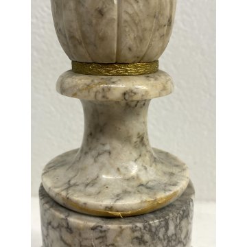 ANTICA BASE LAMPADA da TAVOLO COLONNA MARMO BIANCO DECORO PALMETTE Impero '800