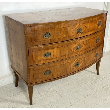 ANTICO COMÒ VENETO INTARSIATO LEGNO NOCE 4 CASSETTI 1800 MOBILE EPOCA LUIGI XV