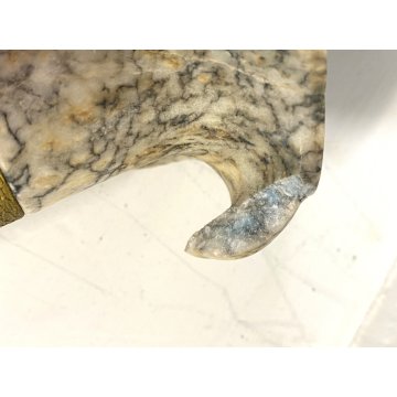 ANTICA BASE LAMPADA da TAVOLO COLONNA MARMO BIANCO DECORO PALMETTE Impero '800