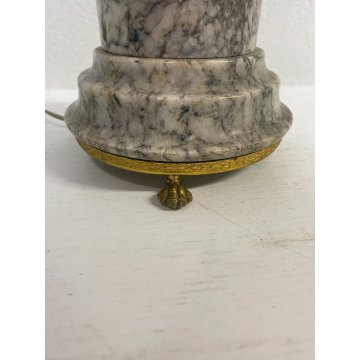 ANTICA BASE LAMPADA da TAVOLO COLONNA MARMO BIANCO DECORO PALMETTE Impero '800