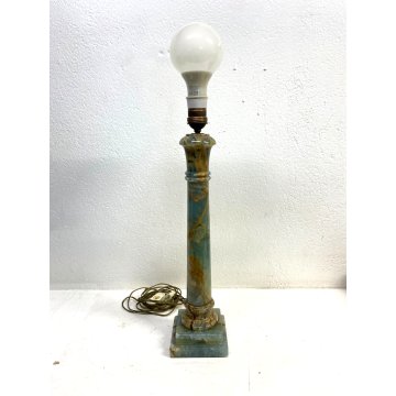 ANTICA BASE LAMPADA da TAVOLO COLONNA ALABASTRO VERDE TORNITO ART DECO '900