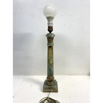 ANTICA BASE LAMPADA da TAVOLO COLONNA ALABASTRO VERDE TORNITO ART DECO '900