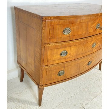 ANTICO COMÒ VENETO INTARSIATO LEGNO NOCE 4 CASSETTI 1800 MOBILE EPOCA LUIGI XV