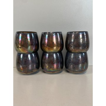 SET 6 Roly Poly SILVER PLATED PUNCH CUPS VINTAGE METALLO PATINA Anni '70