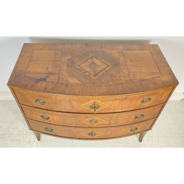 ANTICO COMÒ VENETO INTARSIATO LEGNO NOCE 4 CASSETTI 1800 MOBILE EPOCA LUIGI XV