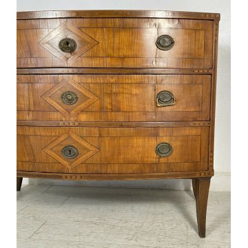 ANTICO COMÒ VENETO INTARSIATO LEGNO NOCE 4 CASSETTI 1800 MOBILE EPOCA LUIGI XV