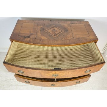 ANTICO COMÒ VENETO INTARSIATO LEGNO NOCE 4 CASSETTI 1800 MOBILE EPOCA LUIGI XV