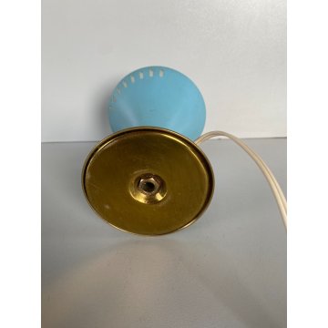 LAMPADA TAVOLO ABATJOUR CONICA AZZURRO OTTONE MID CENTURY MODERN Stilnovo STYLE