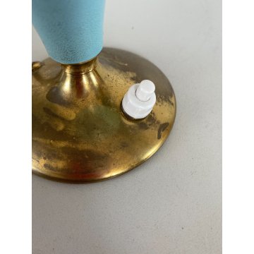 LAMPADA TAVOLO ABATJOUR CONICA AZZURRO OTTONE MID CENTURY MODERN Stilnovo STYLE