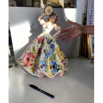 GRANDE SCULTURA CERAMICA G. Girardi BALLERINA GITANA FLAMENCO N° 520 42 cm/h '50